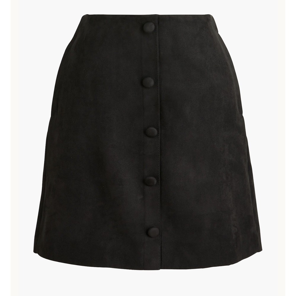 J Crew Women's Size 4 Black Faux Suede Button Front Mini Skirt - Goth or Preppy